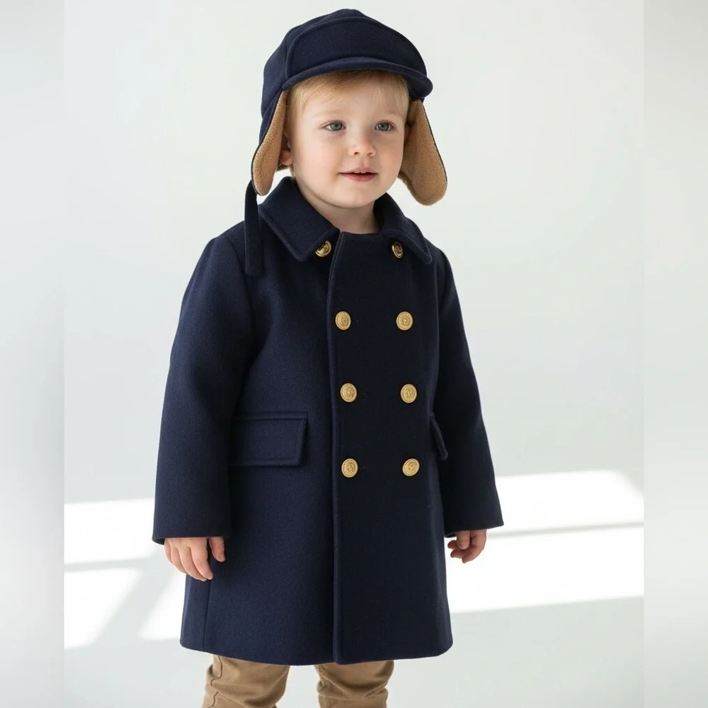 Fieldston clothes vintage pea coat and hat size 3TUnion made in the USA